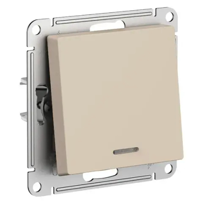 ATLASDESIGN 1-клавишный ВЫКЛЮЧАТЕЛЬ с подсветкой, сх.1а, 10АХ, механизм, ПЕСОЧНЫЙ