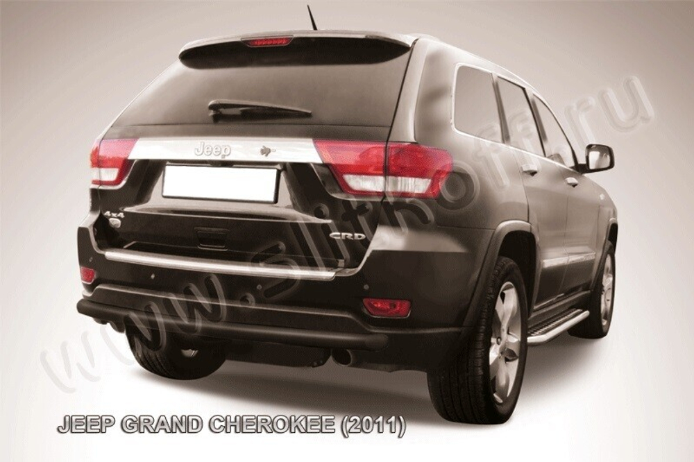 Защита заднего бампера (нержавейка) Jeep Grand Cherokee (2010-2013) d57 длинная (черный)