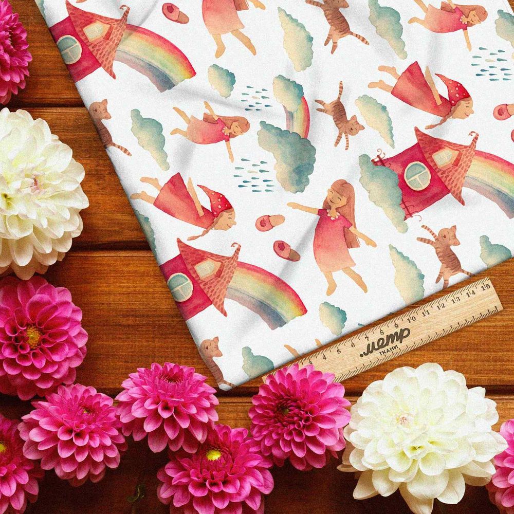 Ткань интерлок детская радуга