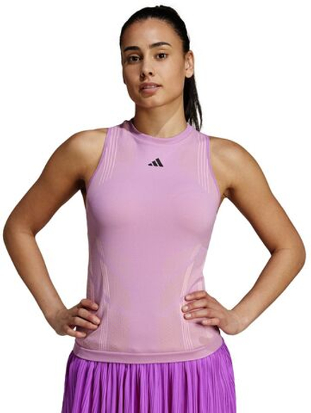 Топ теннисный Adidas Tennis Pro Aeroready Seamless Y-Tank Top - preloved purple/semi spark/pink spark