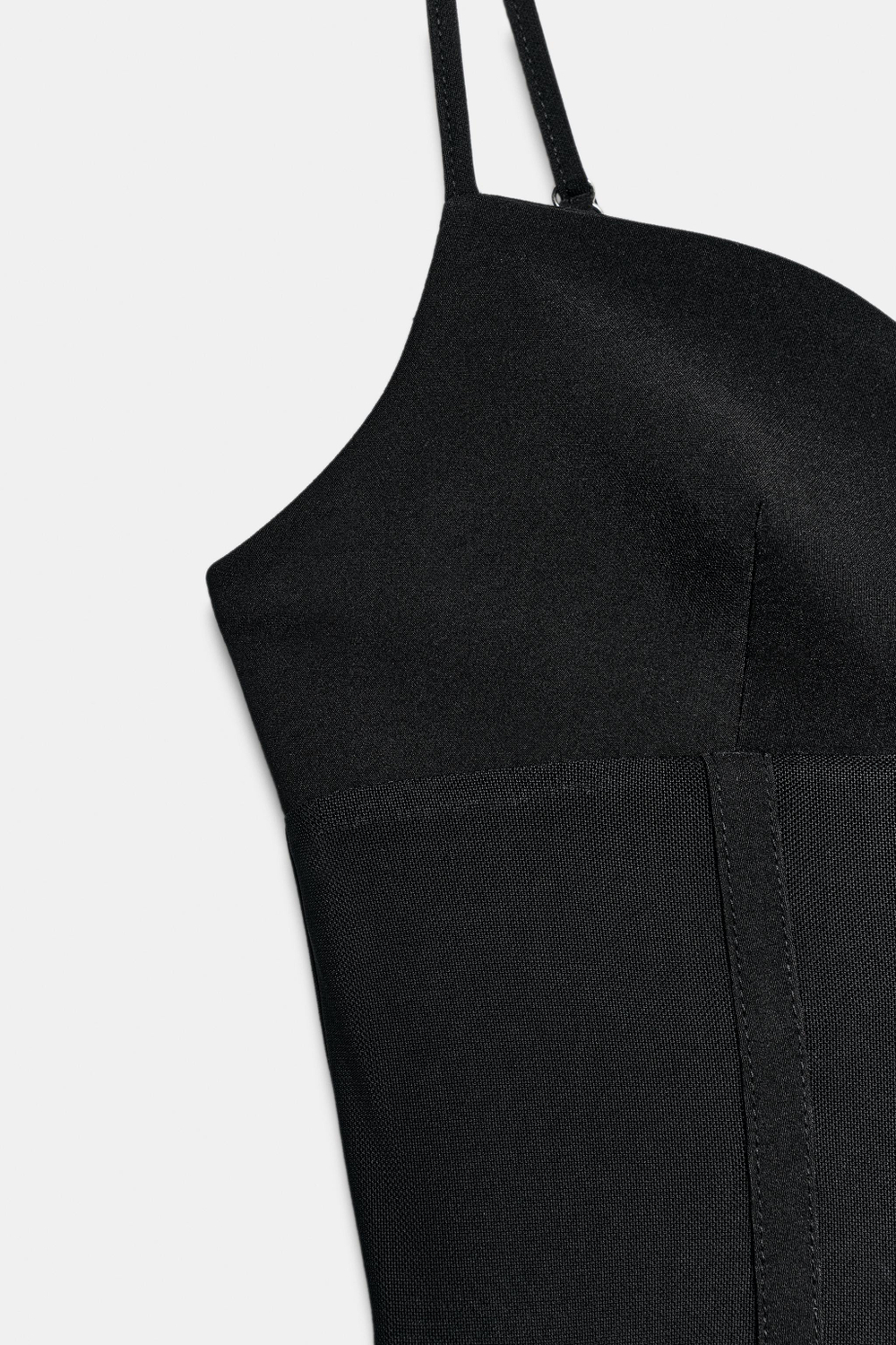 ZARA КОМБИНИРОВАННОЕ ПЛАТЬЕ-КОРСЕТ, ЧЕРНЫЙ