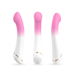 Бело-розовый изогнутый силиконовый вибромассажер - 18,7 см. (Цвет: белый с розовым)