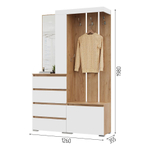 Прихожая с зеркалом комплект мебели Крафт Золотой/Белый Шагрень, Хелен, 126х35,3х198 см МФ Стендмебель