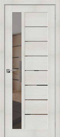 Межкомнатная дверь экошпон Порта-27 Bianco Veralinga зеркало Mirox Grey, elporta (Браво)