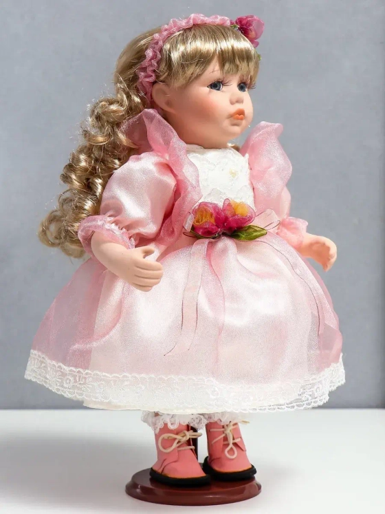 Кукла керамическая фарфоровая Флора в платье 30 см