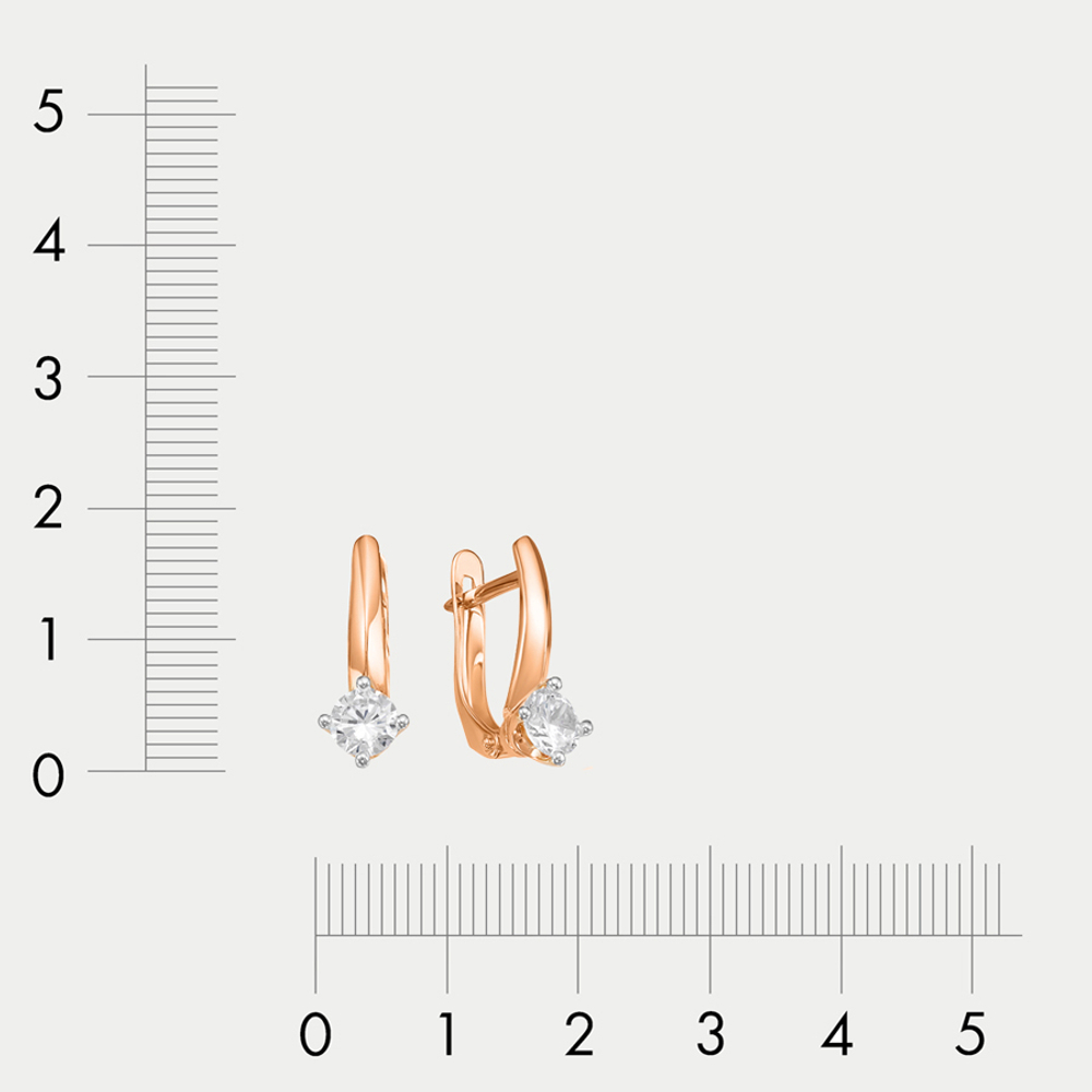 Серьги женские с фианитами из розового золота 585 пробы (арт. 126528)