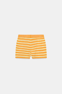 ZARA ТРИКОТАЖНЫЕ ШОРТЫ В ПОЛОСКУ, ОРАНЖЕВЫЙ/ЖЕЛТЫЙ