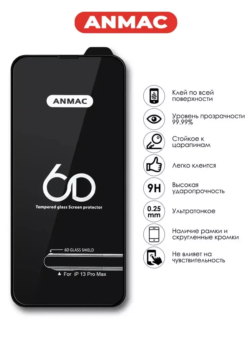 Защитное стекло iPhone 13 Pro Max/14 Plus 6D