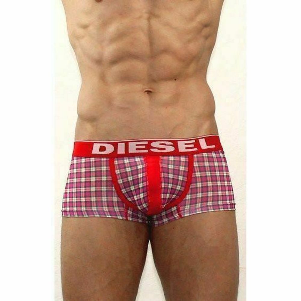 Мужские трусы боксеры красные в сеточку Diesel Red