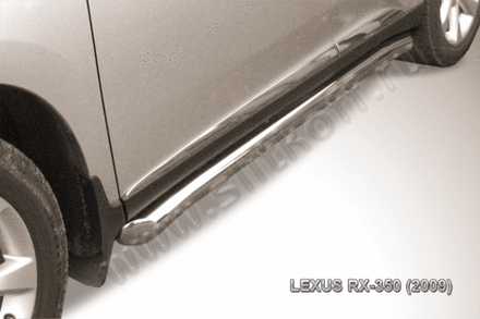 Пороги из нержавейки Lexus RX-350 (2008-2012)  d76 труба с гибами (черный цвет)