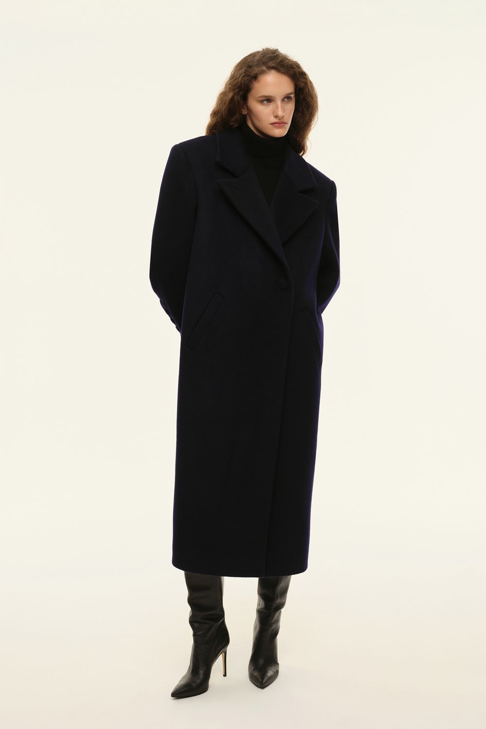 Пальто прямого кроя (((Choux Base))), темно-синее