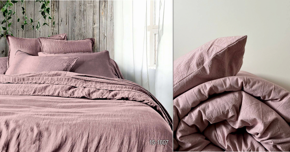 КПБ Дуэт с простыней на рез. 180х200 ВАРЕНЫЙ ХЛОПОК "Пыльная роза"