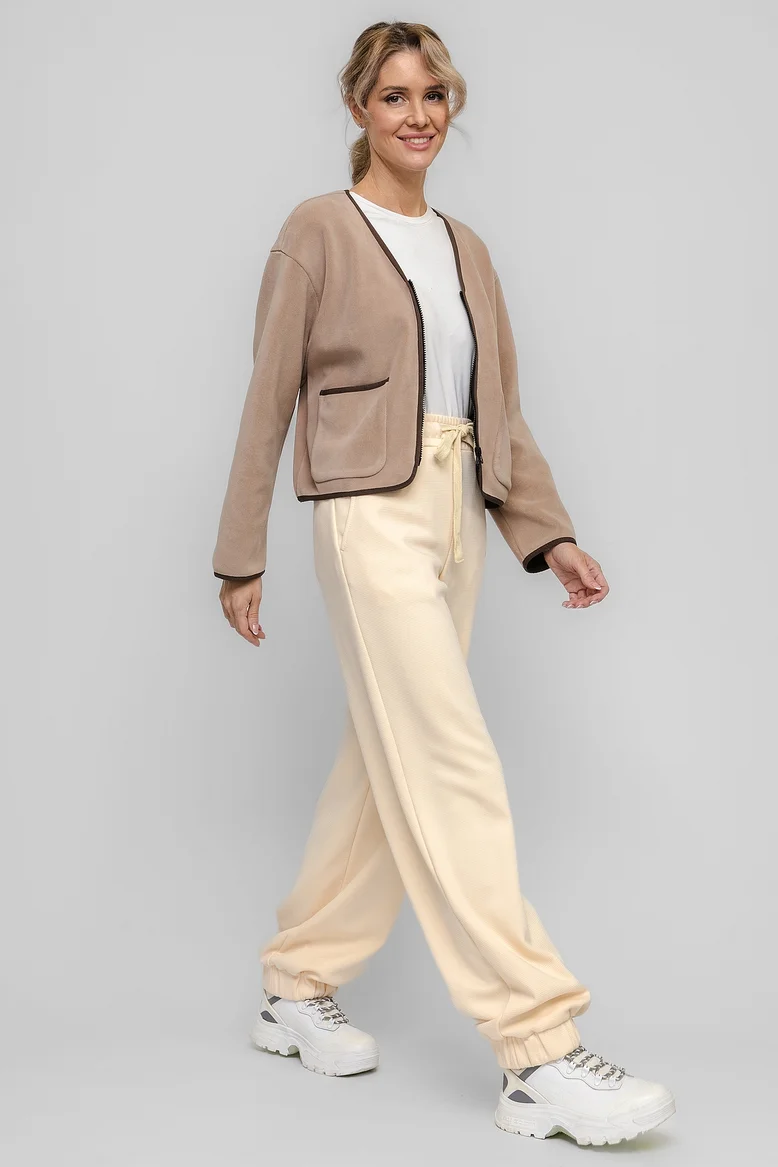 Куртка укороченная, из джерси, женская