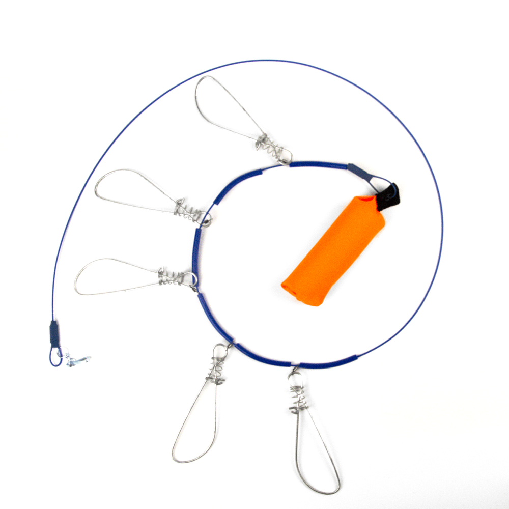 Кукан металлический (трос) с поплавком Три Кита, 5-ти карабиновый