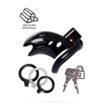 Черный мужской пояс верности 10см из пластика ToyFa Black&Red 901411-5