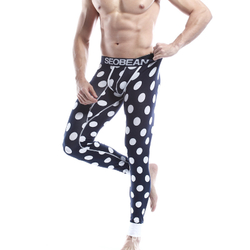 Мужские кальсоны синие в белый горошек Seobean Party Time Polka Dot Long Johns