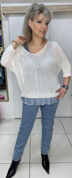 Белый итальянский блузон-сетка