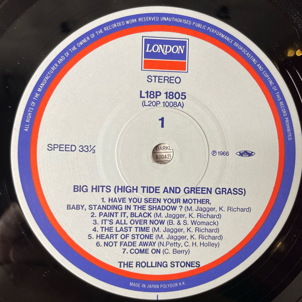 Винтажная виниловая пластинка LP The Rolling Stones Big Hits (High Tide And Green Grass) (Japan 1988) (No Obi)