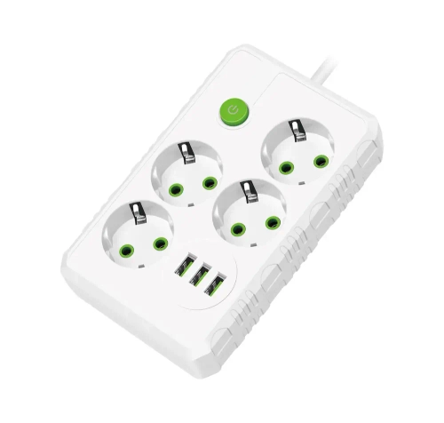 Удлинитель сетевой фильтр 4,0м, 4 р, 10А, 2,5кВт, 3usb