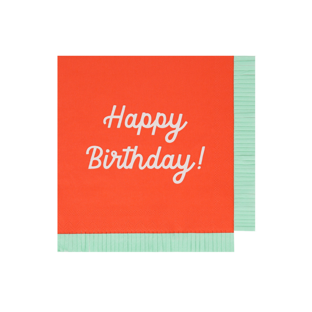 Салфетки большие цветные "Happy Birthday" 16 шт.
