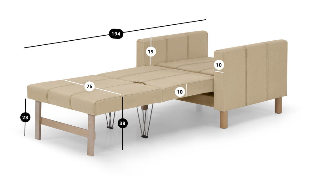 Кресло-кровать Уют Лайт Velutto 02 95*84*82 см, бежевый Велютто Выкатной Фиеста