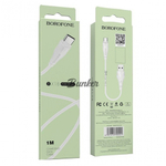 Кабель USB- Type-C Borofone BX18, белый пластик штекер, 1м, круглый белый