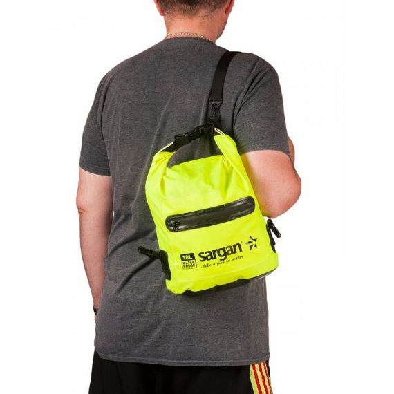 Гермосумка через плечо Sargan Пляжка с доп.карманом 10 л желтая флуор
