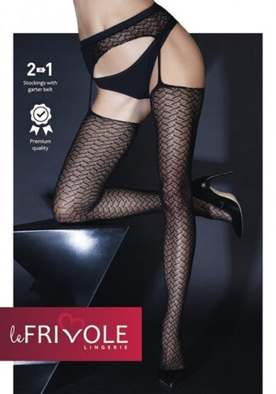 Черные колготки с имитацией чулок Le Frivole SM (2/3) (Цвет: черный)