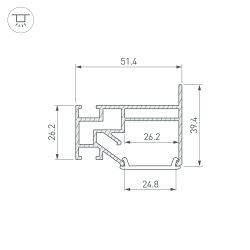 Профиль STRETCH-25-WALL-SIDE-2000 (Arlight, Алюминий) 040061