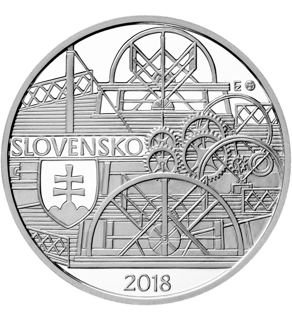 10 евро. Корабль 200 лет первому плаванию парохода по реке Дунай в Братиславе. Словакия. 2018 год. PROOF