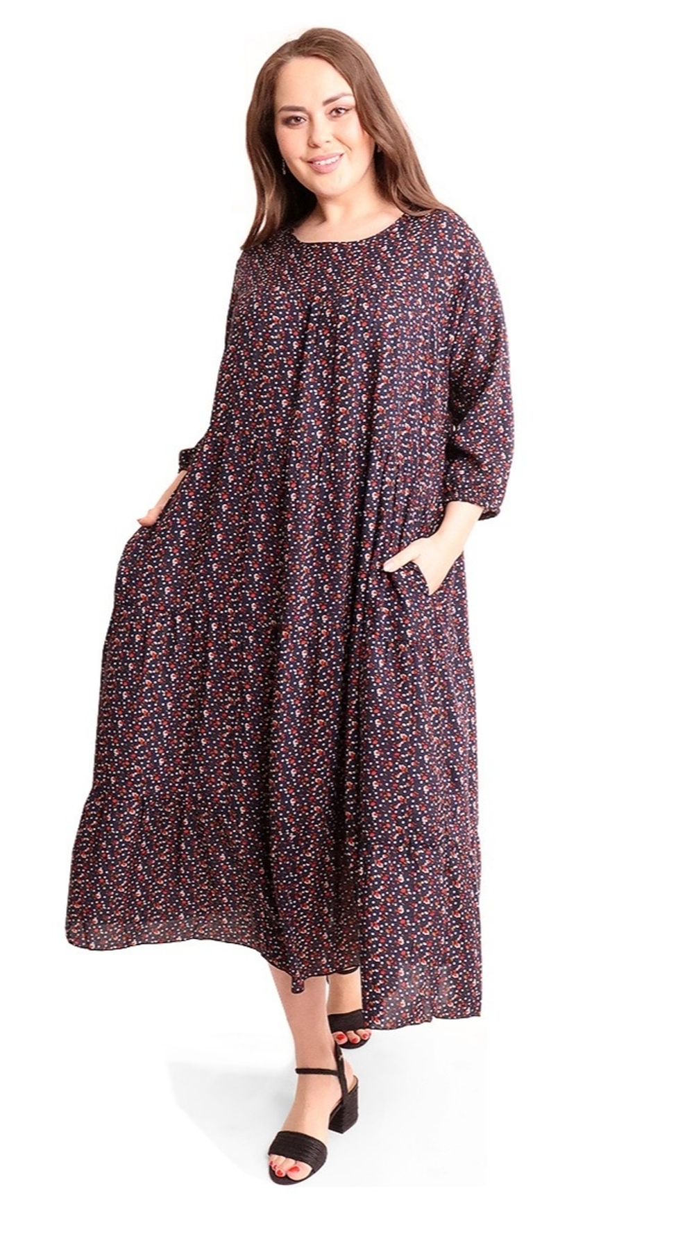 [m]Платье ярусами длинное 208-2