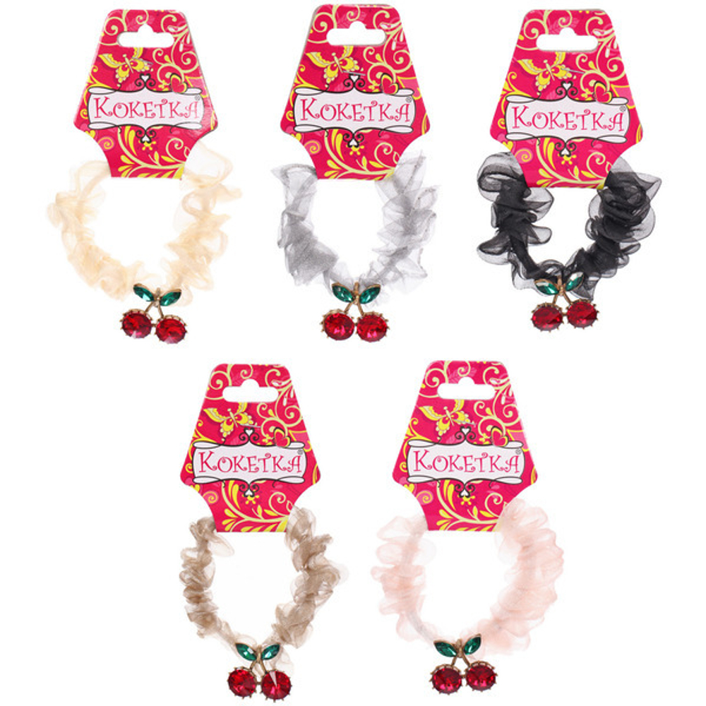 Резинка для волос «Жасмин», вишенки, микс 6 цветов, d-5,5см