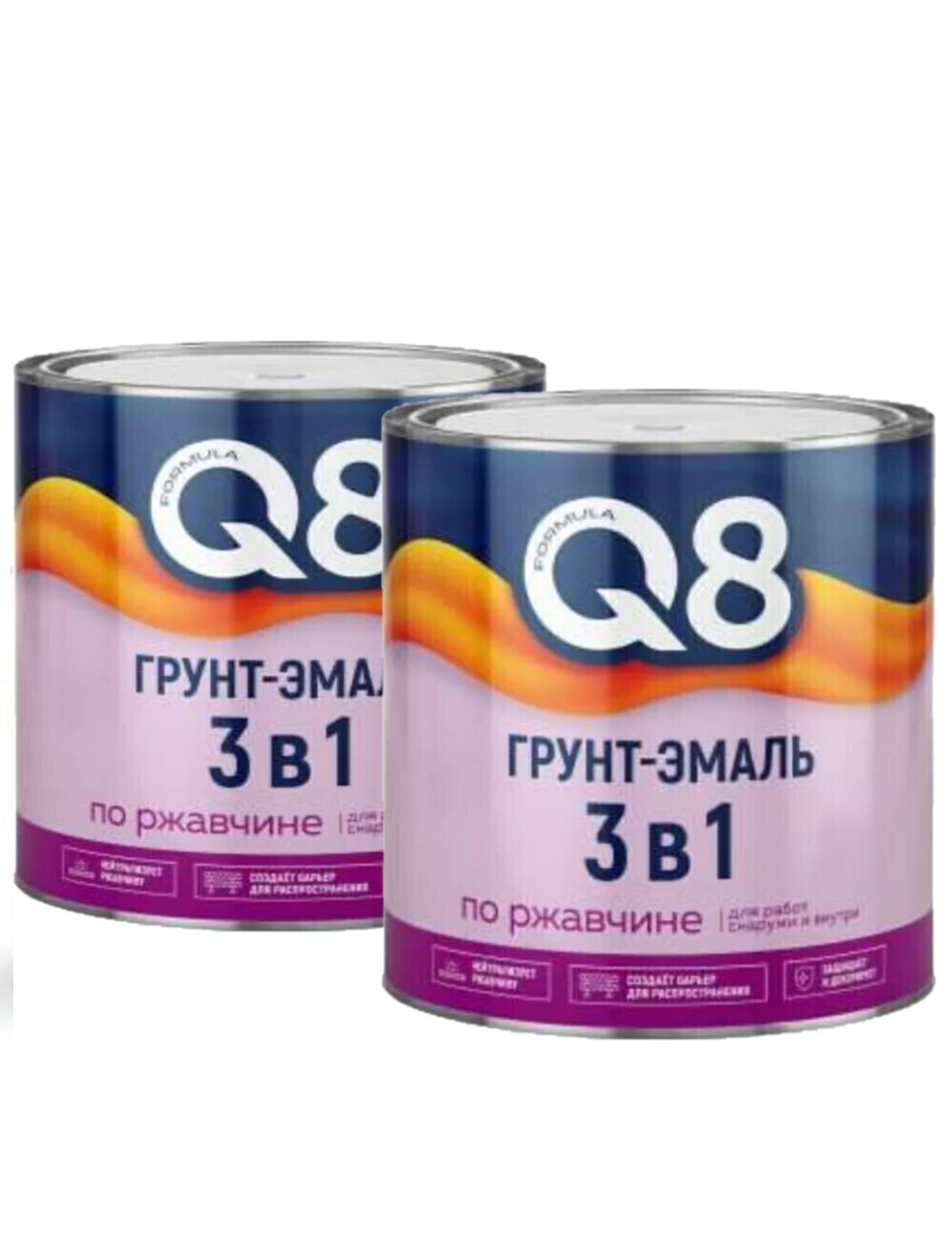 Грунт-эмаль по ржавчине Formula Q8, белая 1,9 кг 2 шт