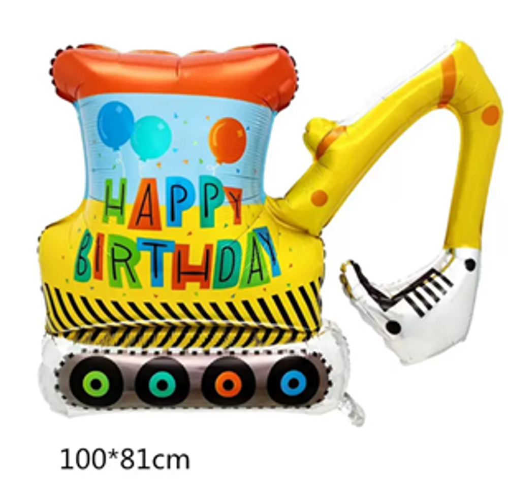 Фольгированный шарик жёлтый экскаватор "Happy Birthday" (88)10