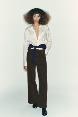 ZARA ДЖИНСЫ WIDE LEG С ВЫСОКОЙ ПОСАДКОЙ — ZW COLLECTION, ШОКОЛАДНЫЙ