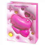 Пакет подарочный бумажный Alingar, (XL) 31х40х12 см, вертикальный, "Сердечки", мат. ламинация, эффект 3D, ассорти