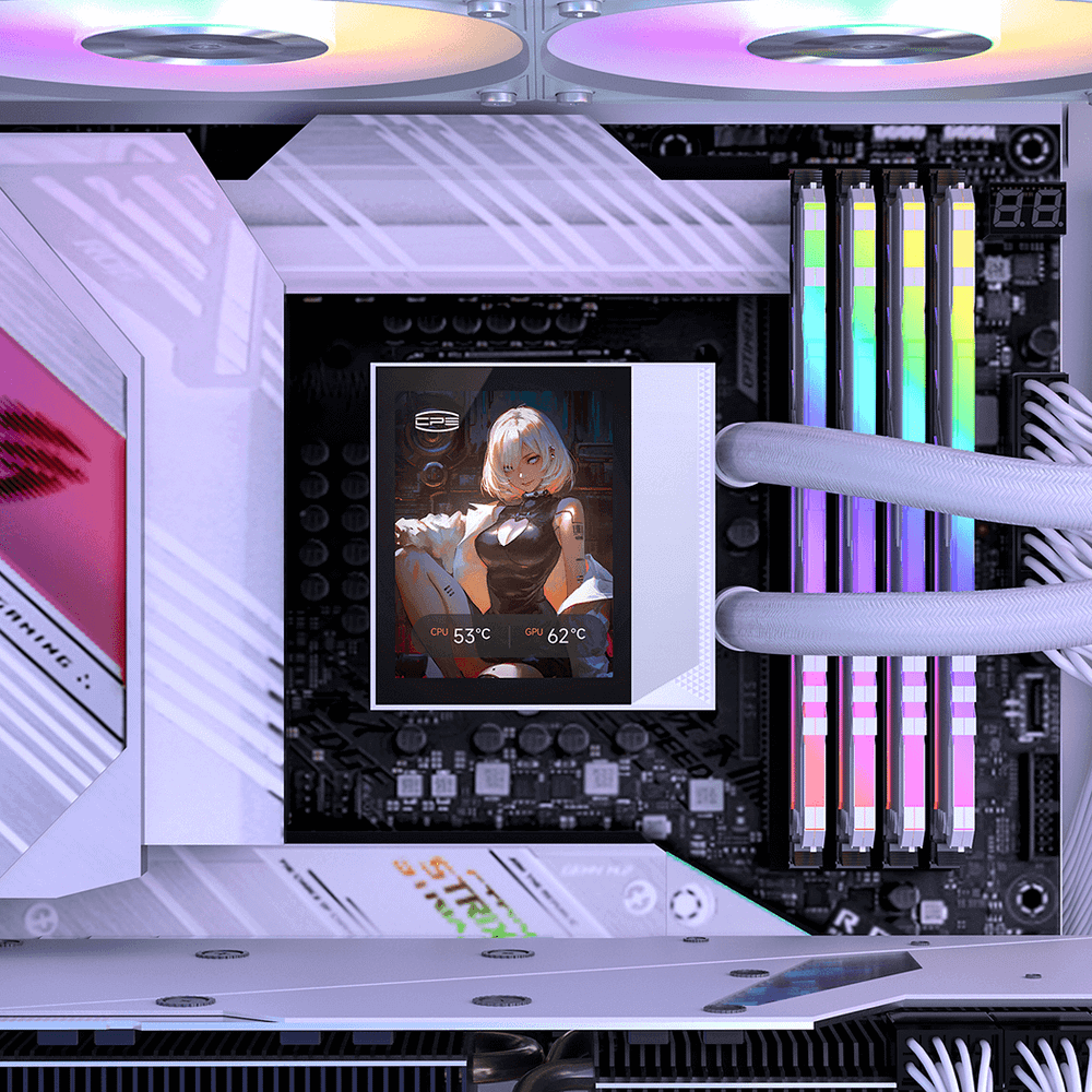 Водяное охлаждение для CPU PCCooler DC360 Pro ARGB Display WH 280W 115X/1200/1700/1851/AM4/AM5 Белый
