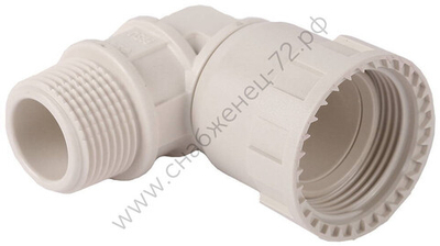 ЗУБР ШиреФит, накидная гайка - наружная резьба 20 мм - 1/2″, Угловой переходник (51485-20-1/2)