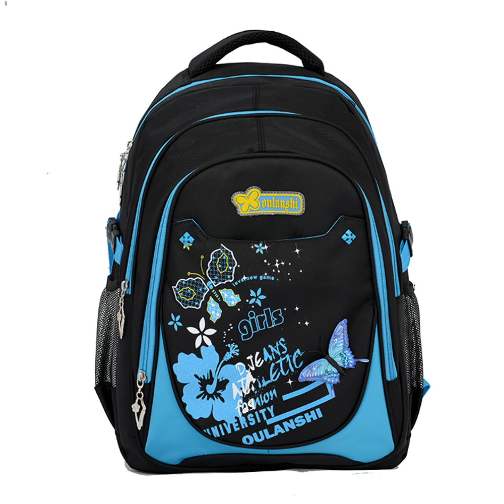 Рюкзак детский двухцветный с принтами цветов и бабочек