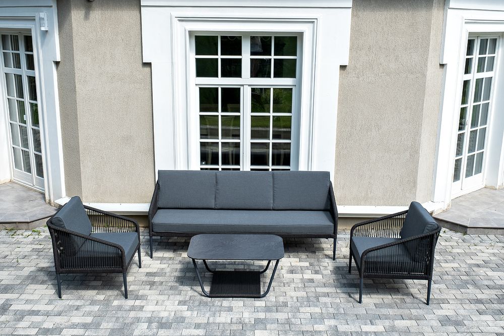 "Канны" лаунж-зона 5-местная плетеная из роупа (веревки), цвет темно-серый