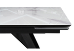 Стол стеклянный Woodville Дарвин 140(200)х80 белый мрамор, черный, ножки черные