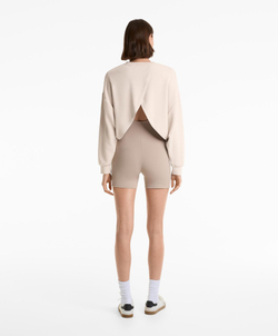 Oysho Толстовка укороченная с перекрещивающейся спинкой и модалом, серо-бежевый