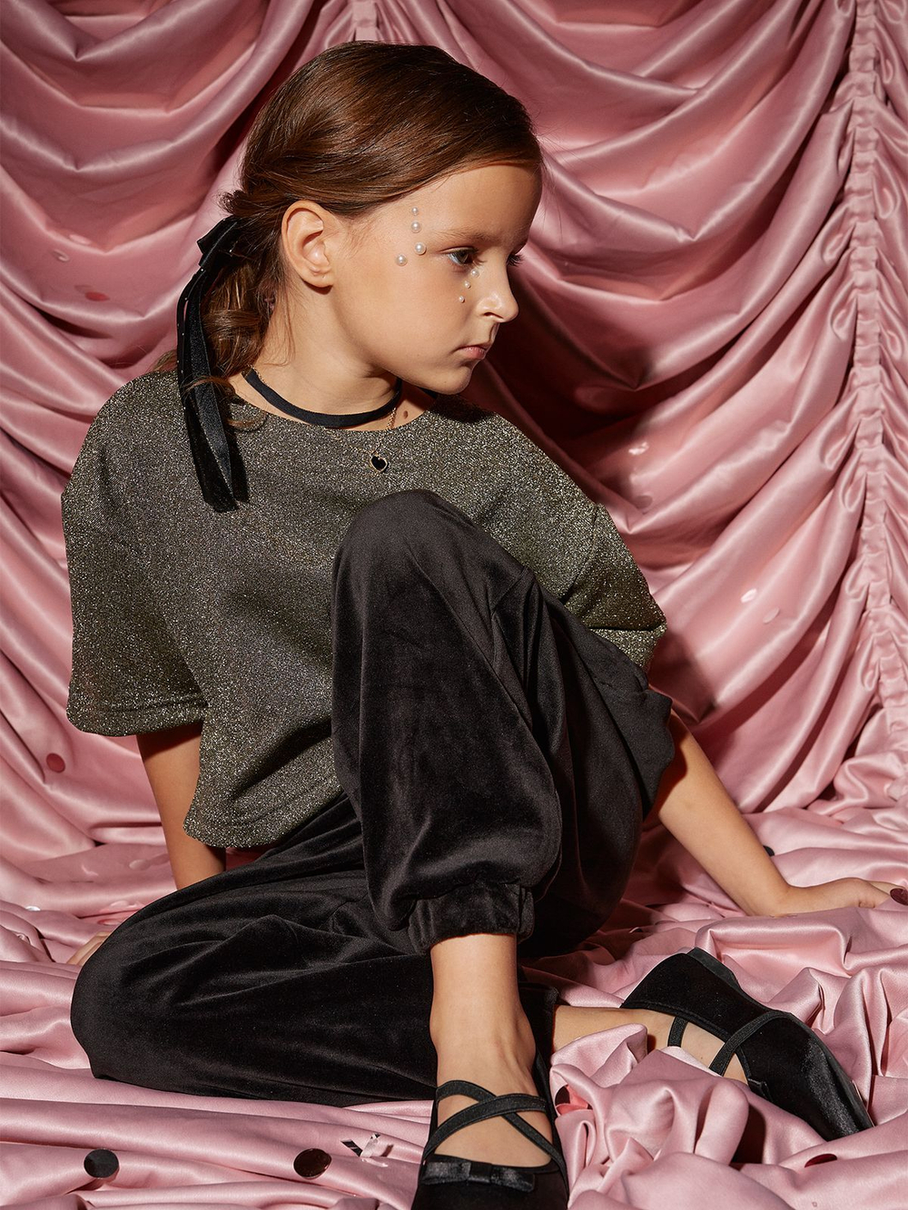 Футболка с люрексом укороченная Mjölk Gold