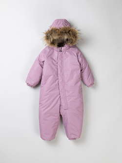 Комбинезон мембранный зимний с капюшоном с меховой опушкой "Пыльная роза"