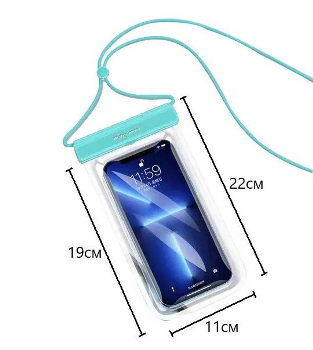 Чехол для телефона водонепроницаемый бассейн море пляж, голубой