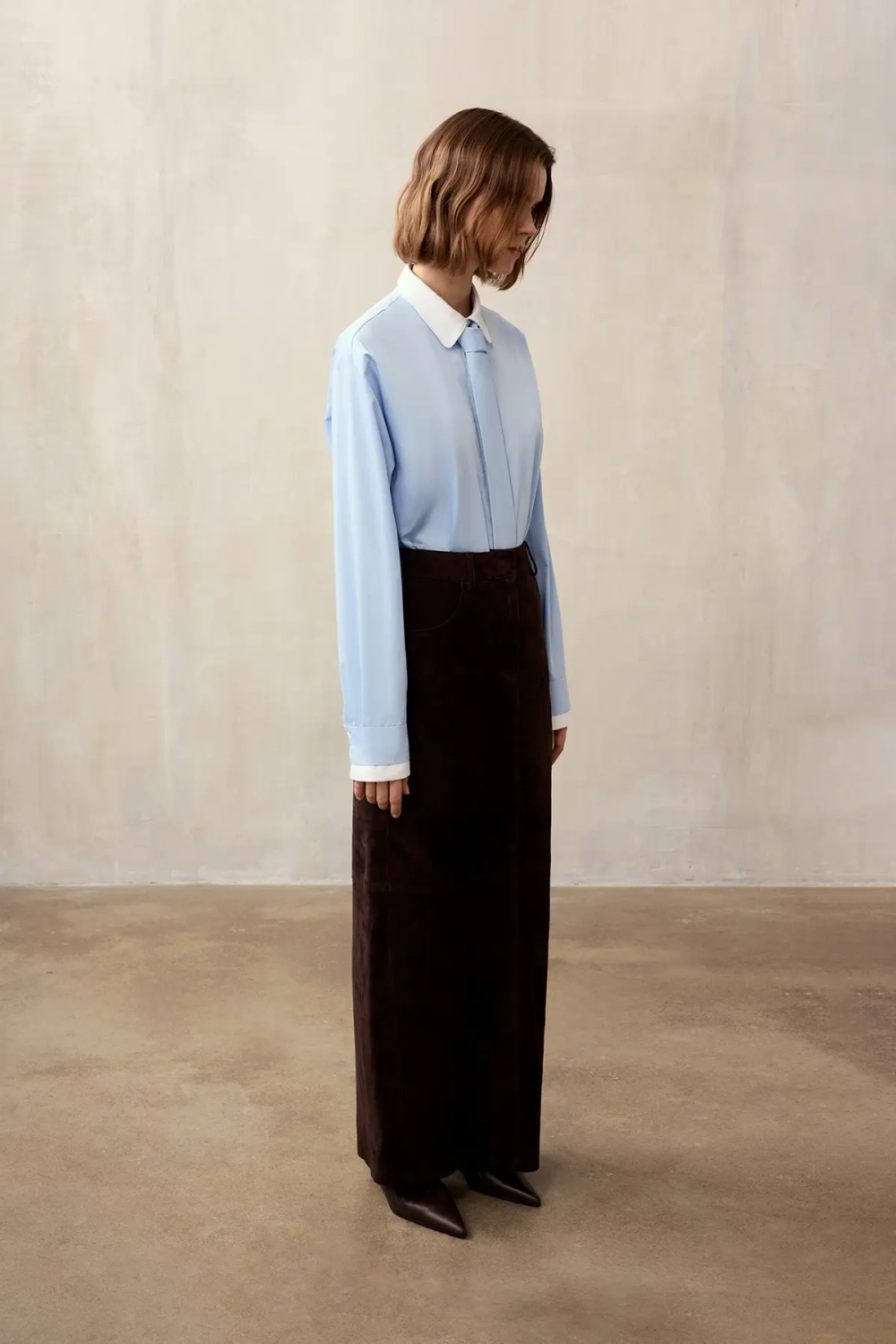 Юбка макси из замши (Brownie), шоколадная