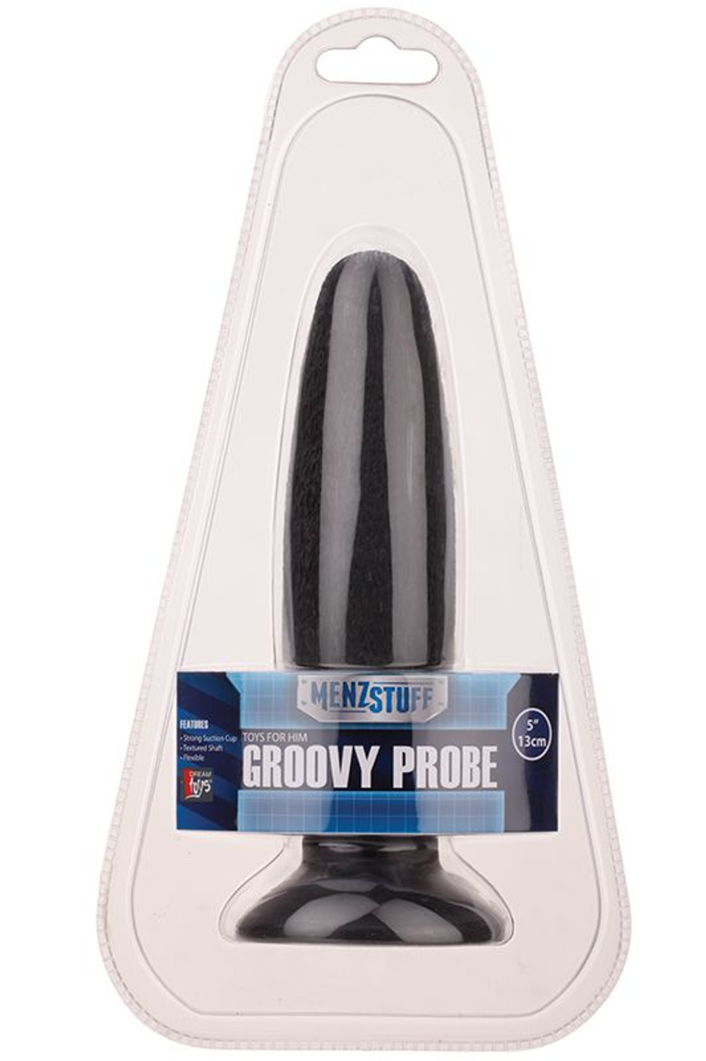 Чёрная анальная пробка с рельефной поверхностью MENZSTUFF GROOVY PROBE - 13 см. (Цвет: черный)