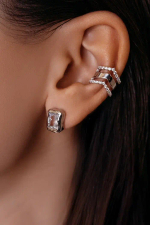 Кафф "Галочка" тройной с фианитами