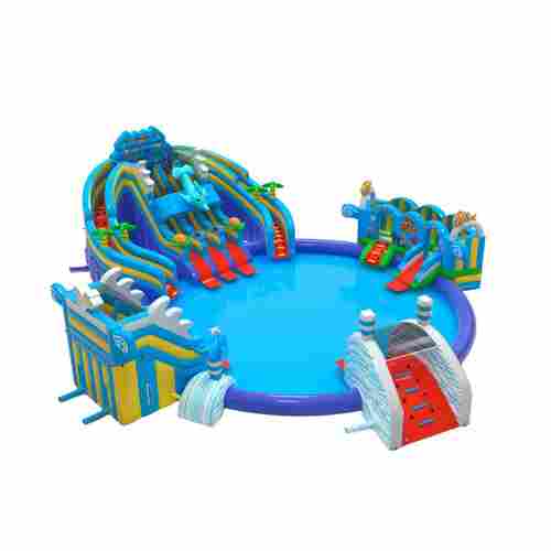 Надувной аквапарк с бассейном и горками «Королевство Дельфинов», 29,2×25×8 м