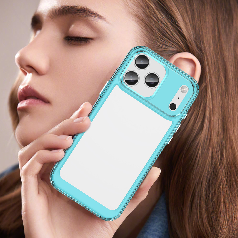 Противоударный чехол для iPhone 17 Pro Max, усиленные защитные рамки бирюзового цвета